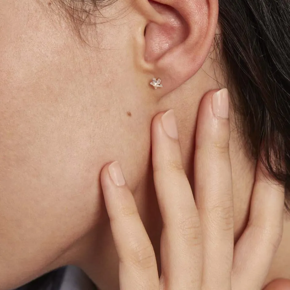 Outlet Histoire d'Or Boucles D'oreilles Puces Elais Etoile Or Jaune Oxyde De Zirconium