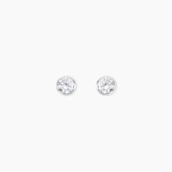 Hot Histoire d'Or Boucles D'oreilles Puces Elda Serti Clos Or Blanc Oxyde De Zirconium