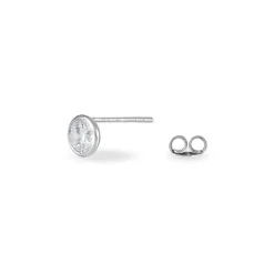 Hot Histoire d'Or Boucles D'oreilles Puces Elda Serti Clos Or Blanc Oxyde De Zirconium