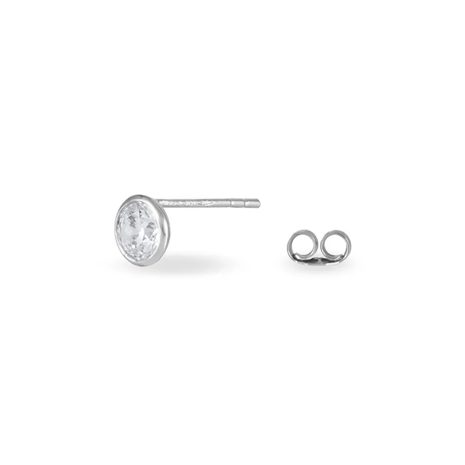 Hot Histoire d'Or Boucles D'oreilles Puces Elda Serti Clos Or Blanc Oxyde De Zirconium