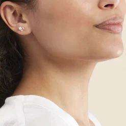 Hot Histoire d'Or Boucles D'oreilles Puces Frigga Or Jaune Perle De Culture Et Oxyde