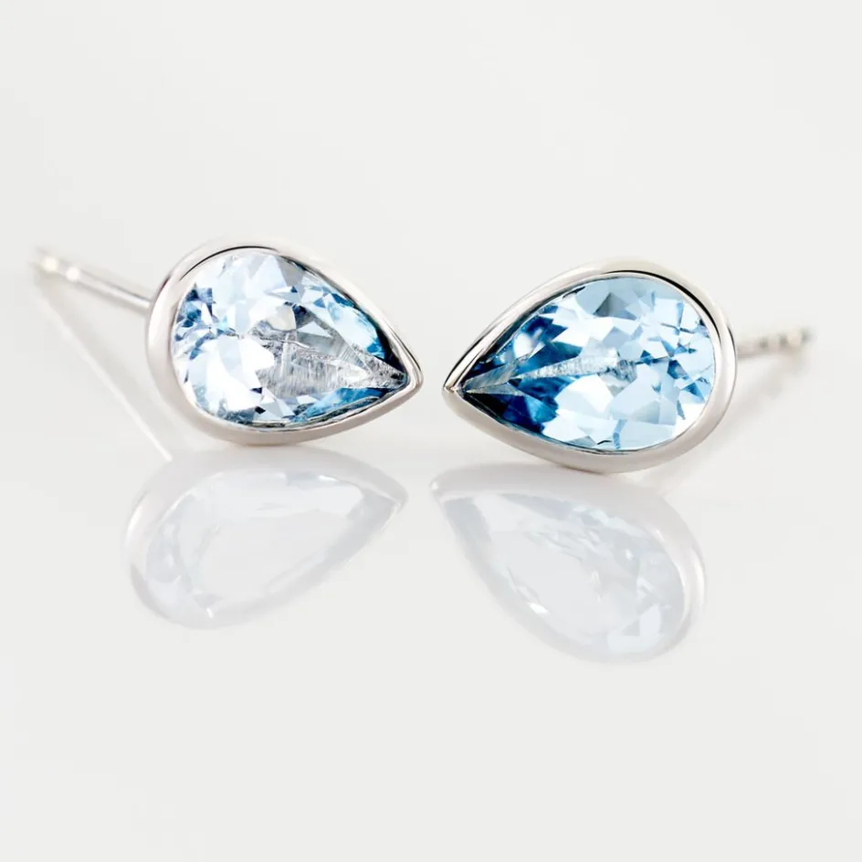 Hot Histoire d'Or Boucles D'oreilles Puces Fassia Or Blanc Topaze