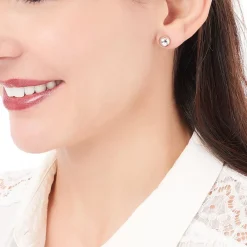 Discount Histoire d'Or Boucles D'oreilles Puces Fidelia Boule or blanc