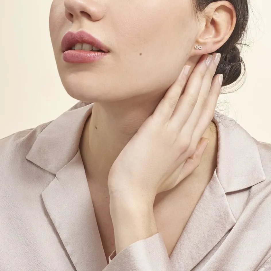 Best Histoire d'Or Boucles D'oreilles Puces Fannelle Infini Or Jaune Oxyde De Zirconium