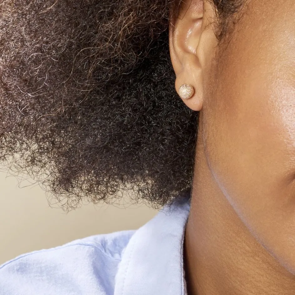 Discount Histoire d'Or Boucles D'oreilles Puces Fidelia Boule Sablee or jaune