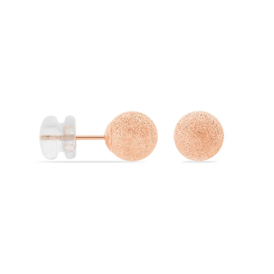 Clearance Histoire d'Or Boucles D'oreilles Puces Fidelia Boule Sablee or rose