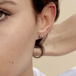 Best Histoire d'Or Boucles D'oreilles Puces Fidelia Boule or blanc