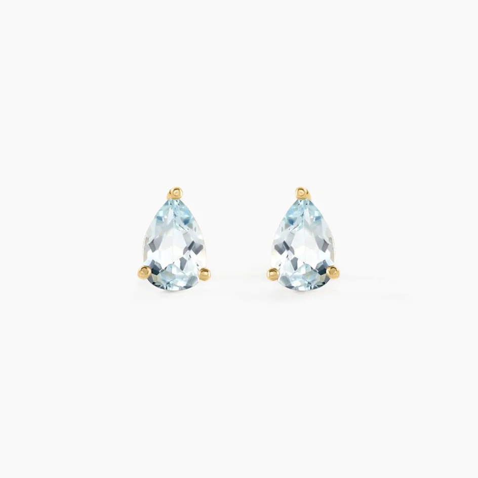 New Histoire d'Or Boucles D'oreilles Puces Goutte Or Jaune Topaze or jaune topaze bleu