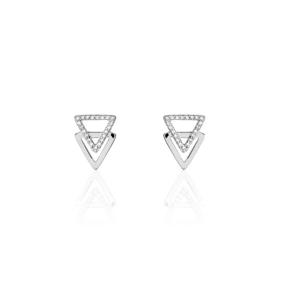 New Histoire d'Or Boucles D'oreilles Puces Glorya Argent Blanc Oxyde De Zirconium