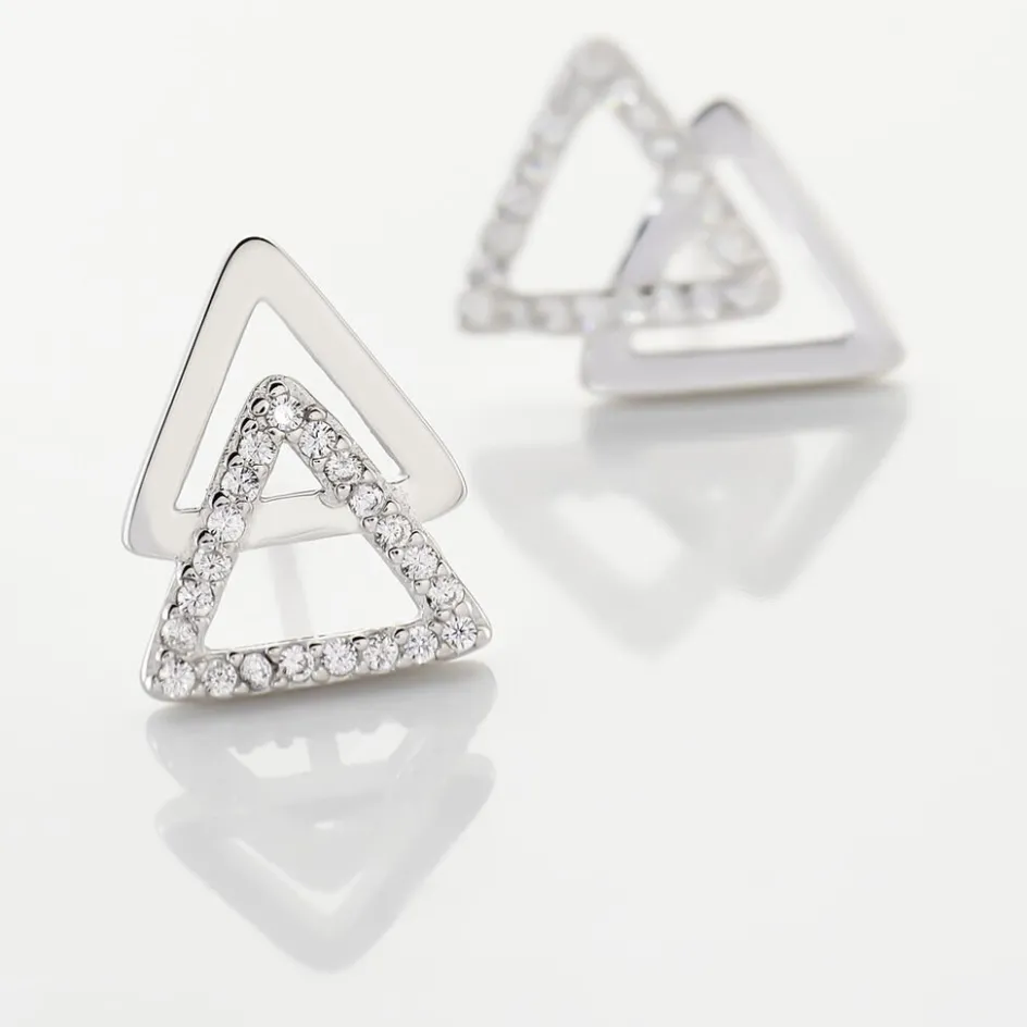 New Histoire d'Or Boucles D'oreilles Puces Glorya Argent Blanc Oxyde De Zirconium