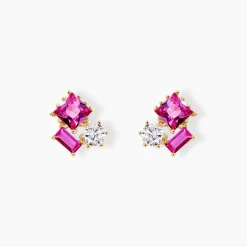 Outlet Histoire d'Or Boucles D'oreilles Puces Garland Or Jaune Oxyde De Zirconium