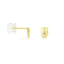 Clearance Histoire d'Or Boucles D'oreilles Puces Helois Hibou Or Jaune Oxyde De Zirconium