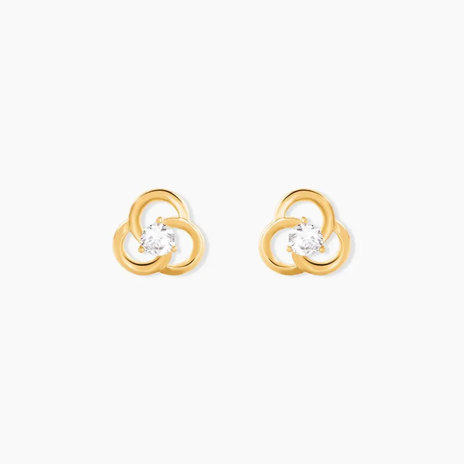New Histoire d'Or Boucles D'Oreilles Puces Isaias Or Jaune Oxyde De Zirconium