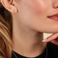 Best Histoire d'Or Boucles D'oreilles Puces Jill Argent Blanc Oxyde De Zirconium