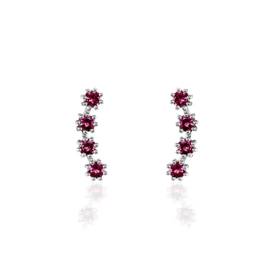 Best Histoire d'Or Boucles D'oreilles Puces Karrie Argent Blanc Oxyde De Zirconium argent blanc oxyde rouge