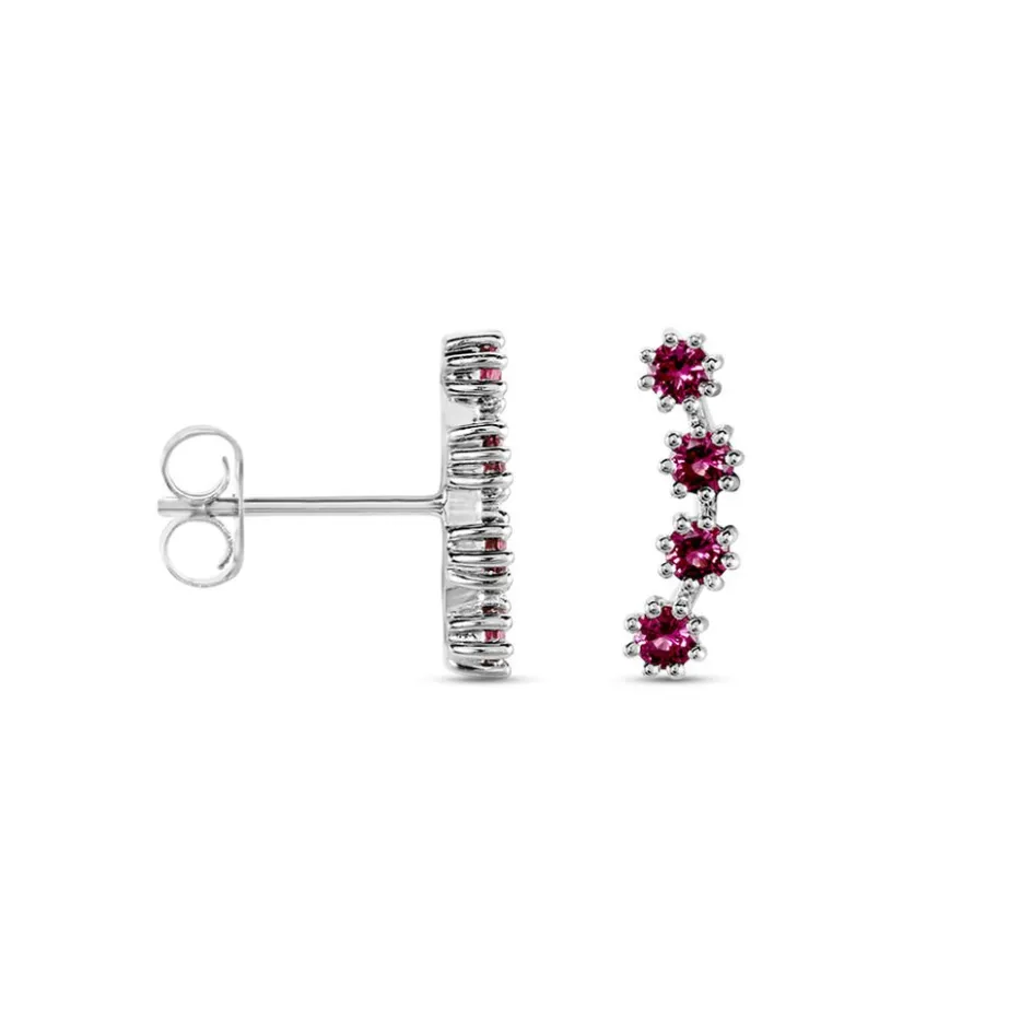 Best Histoire d'Or Boucles D'oreilles Puces Karrie Argent Blanc Oxyde De Zirconium argent blanc oxyde rouge