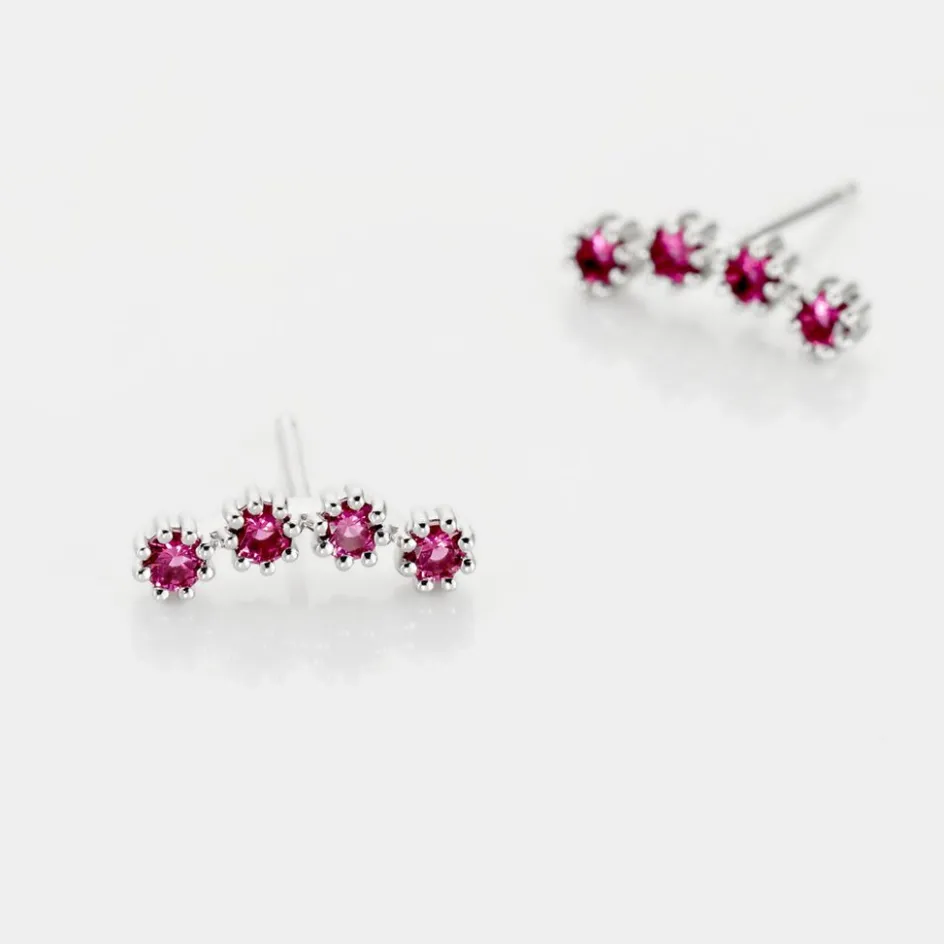 Best Histoire d'Or Boucles D'oreilles Puces Karrie Argent Blanc Oxyde De Zirconium argent blanc oxyde rouge