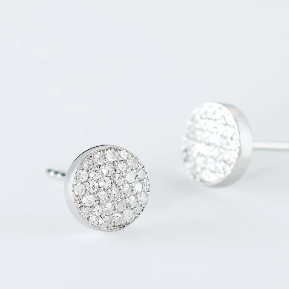 New Histoire d'Or Boucles D'oreilles Puces Kristin Or Blanc Diamant