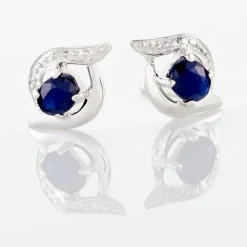 Clearance Histoire d'Or Boucles D'oreilles Puces Lydia Or Blanc Saphir