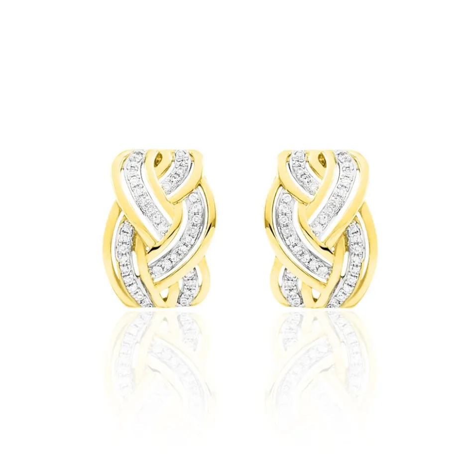 Clearance Histoire d'Or Boucles D'oreilles Puces Leopoldine Or Jaune Diamant