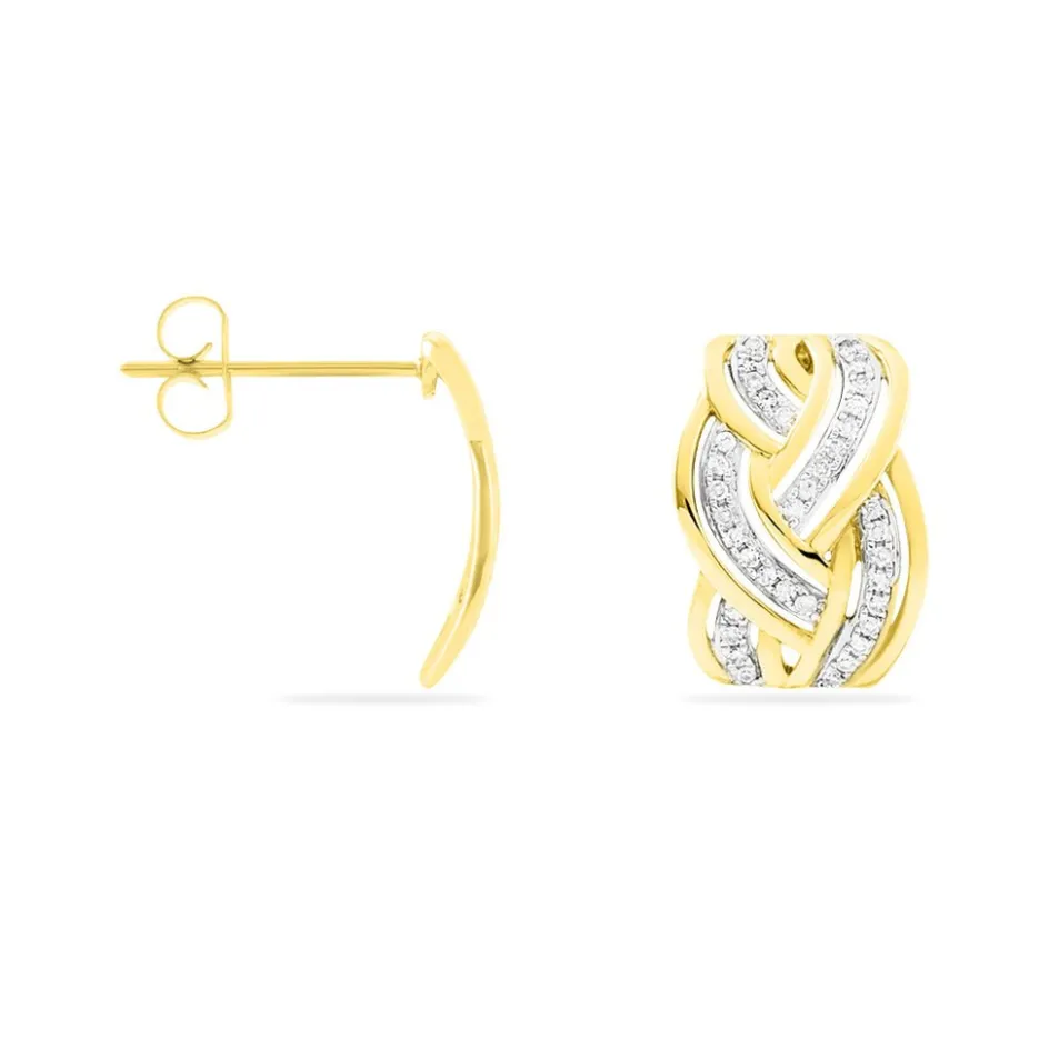Clearance Histoire d'Or Boucles D'oreilles Puces Leopoldine Or Jaune Diamant