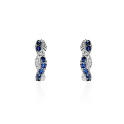 New Histoire d'Or Boucles D'oreilles Puces Ligera Or Blanc Saphir Et Diamant