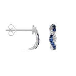 New Histoire d'Or Boucles D'oreilles Puces Ligera Or Blanc Saphir Et Diamant