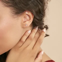 Outlet Histoire d'Or Boucles D'oreilles Puces Laena Argent Blanc Oxyde De Zirconium