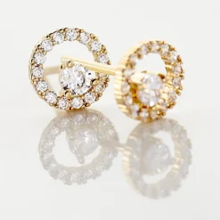 Clearance Histoire d'Or Boucles D'oreilles Puces Lila Plaqué Or Jaune Oxyde De Zirconium