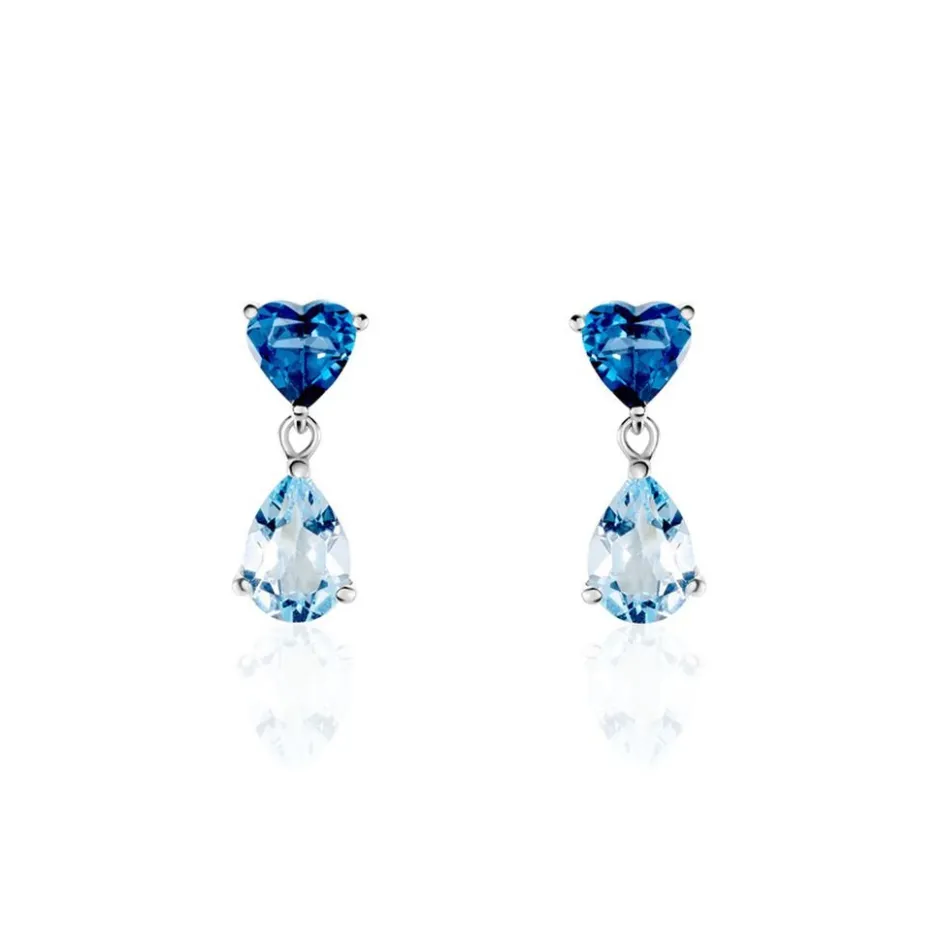 Hot Histoire d'Or Boucles D'oreilles Puces Lenuta Or Blanc Topaze Bleu Sky Topaze