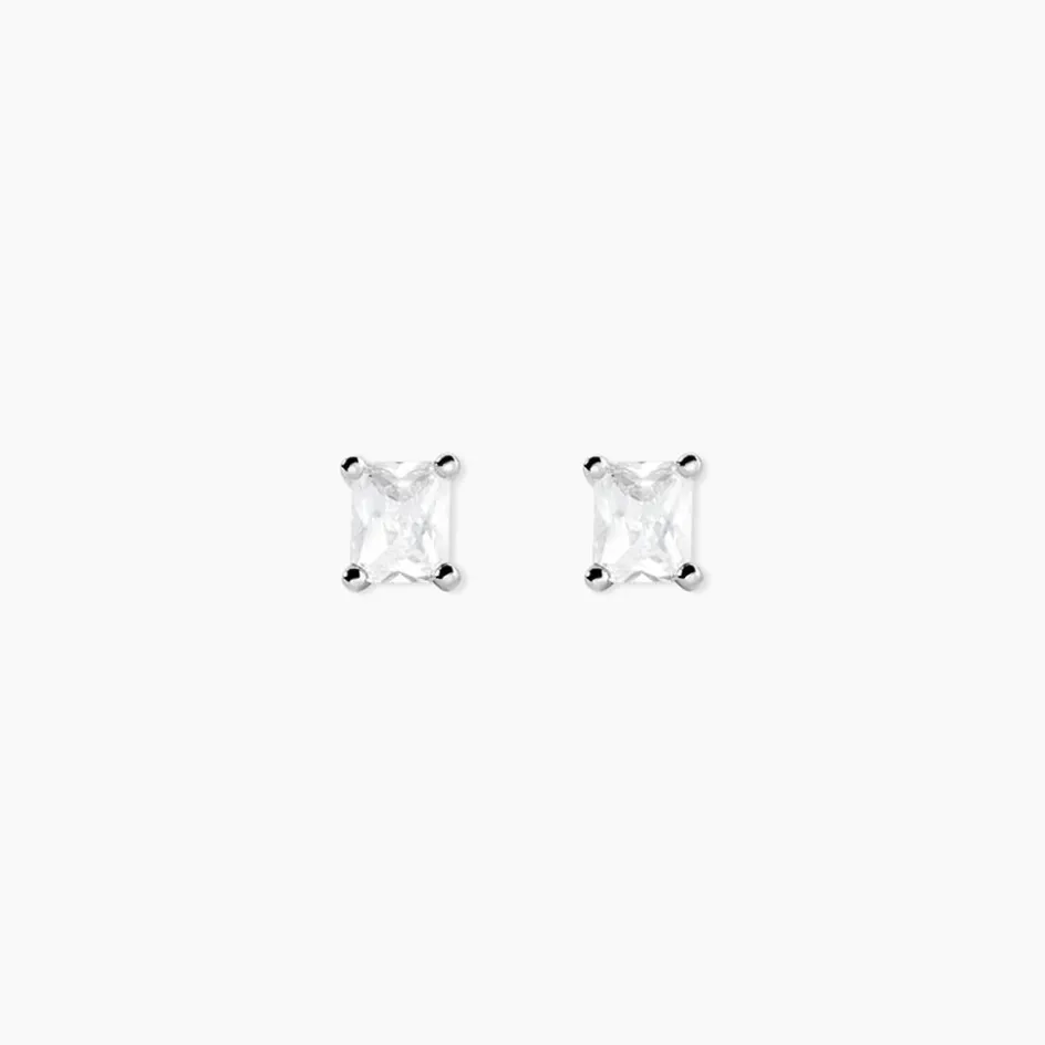 Online Histoire d'Or Boucles D'oreilles Puces Mathilda Argent Blanc Oxyde De Zirconium