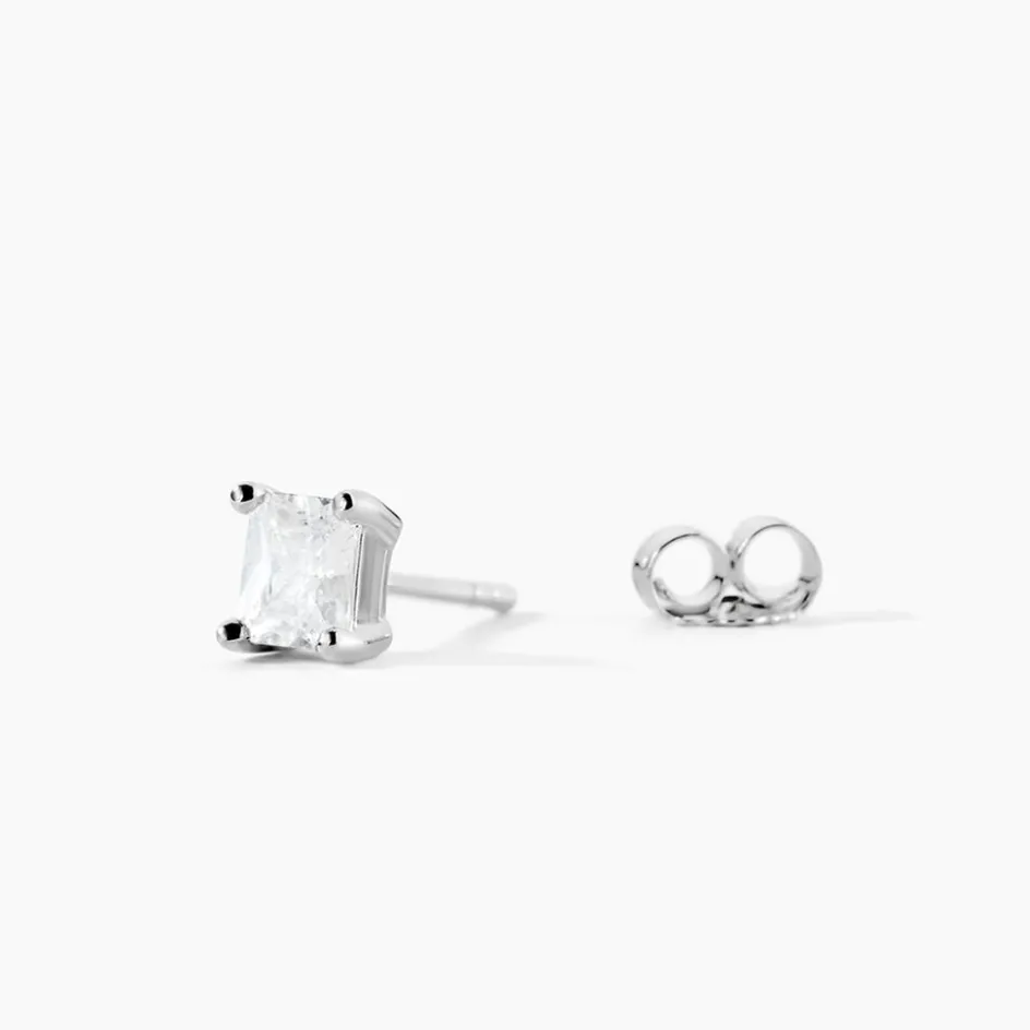 Online Histoire d'Or Boucles D'oreilles Puces Mathilda Argent Blanc Oxyde De Zirconium