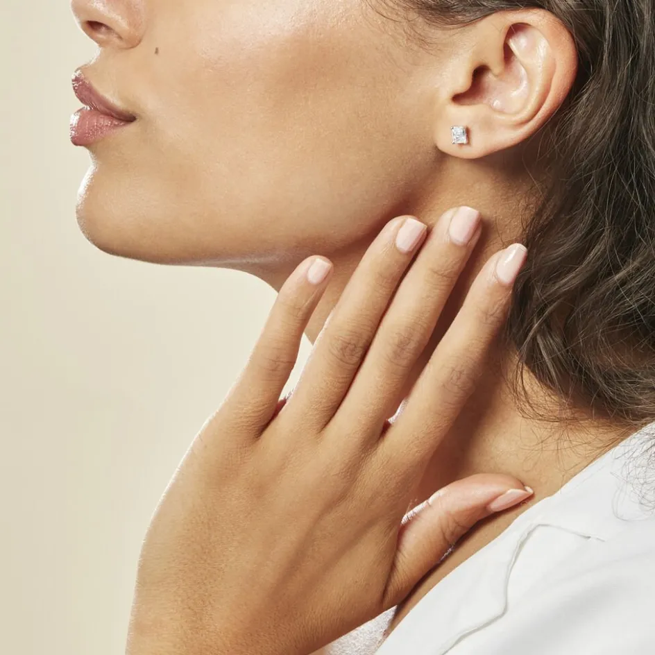 Online Histoire d'Or Boucles D'oreilles Puces Mathilda Argent Blanc Oxyde De Zirconium