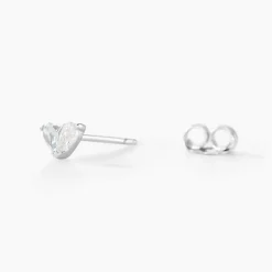 Clearance Histoire d'Or Boucles D'oreilles Puces Myhalf argent blanc oxyde