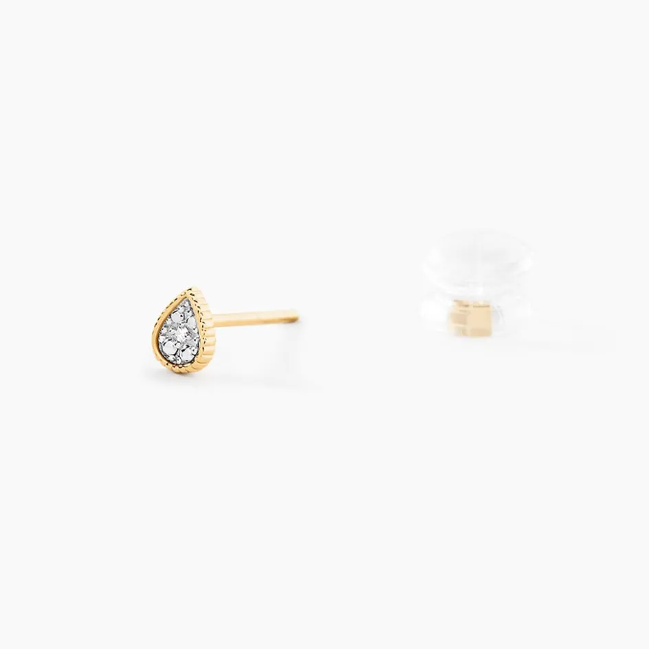 Best Histoire d'Or Boucles D'Oreilles Puces Mon 1Er Diamant Or Jaune Diamant