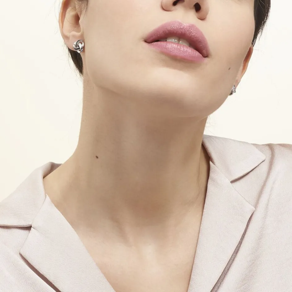 Hot Histoire d'Or Boucles D'oreilles Puces Melina Argent Blanc Oxyde De Zirconium