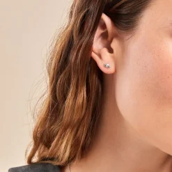 Hot Histoire d'Or Boucles D'oreilles Puces Malva Argent Blanc Oxyde De Zirconium