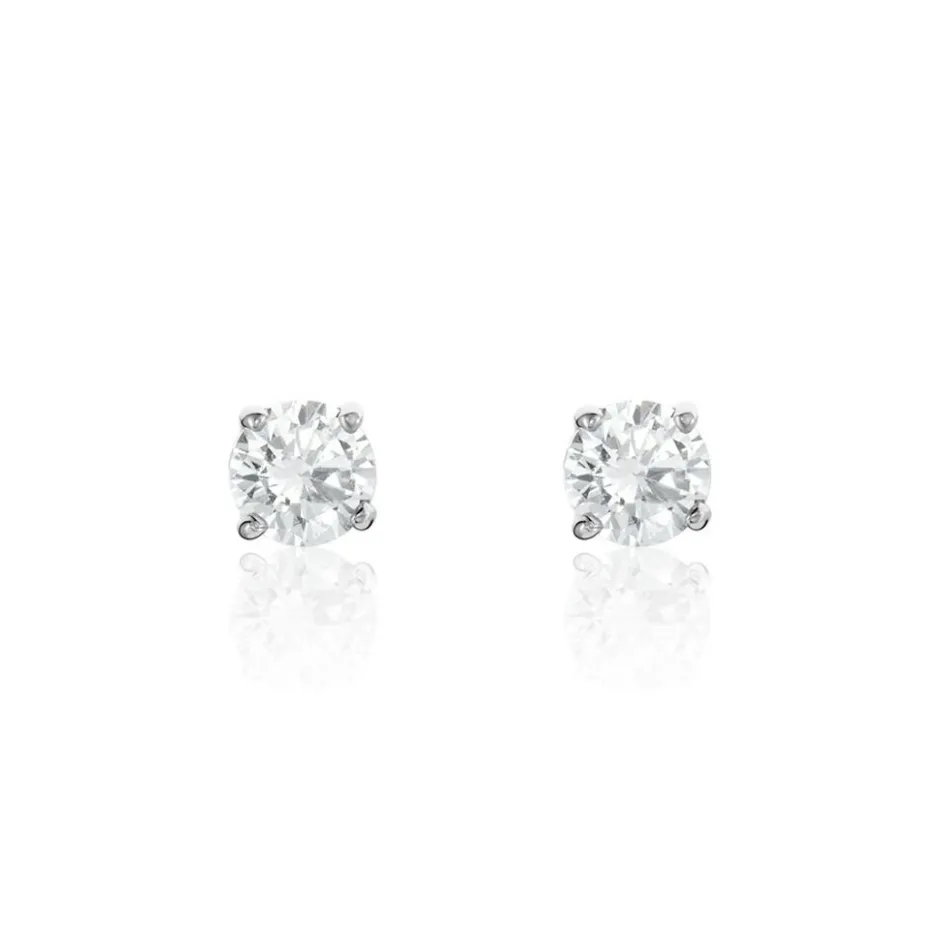 New Histoire d'Or Boucles D'oreilles Puces Or Blanc Katherina Oxyde De Zirconium or blanc oxyde