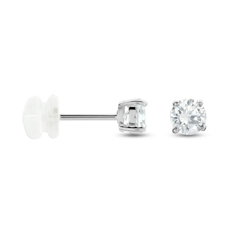 New Histoire d'Or Boucles D'oreilles Puces Or Blanc Katherina Oxyde De Zirconium or blanc oxyde