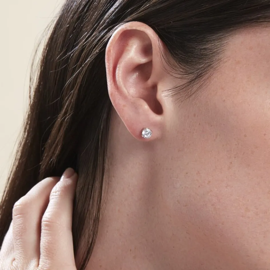 New Histoire d'Or Boucles D'oreilles Puces Or Blanc Katherina Oxyde De Zirconium or blanc oxyde