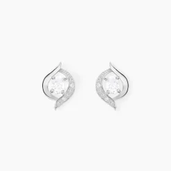 Online Histoire d'Or Boucles D'oreilles Puces Or Blanc Lydia Oxydes De Zirconium or blanc oxyde