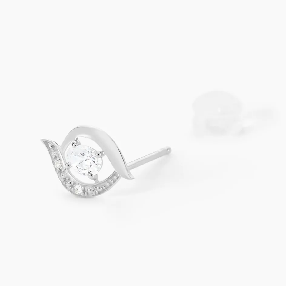 Online Histoire d'Or Boucles D'oreilles Puces Or Blanc Lydia Oxydes De Zirconium or blanc oxyde