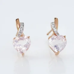 Discount Histoire d'Or Boucles D'oreilles Puces Or Rose Clothilde Quartz or rose quartz rose