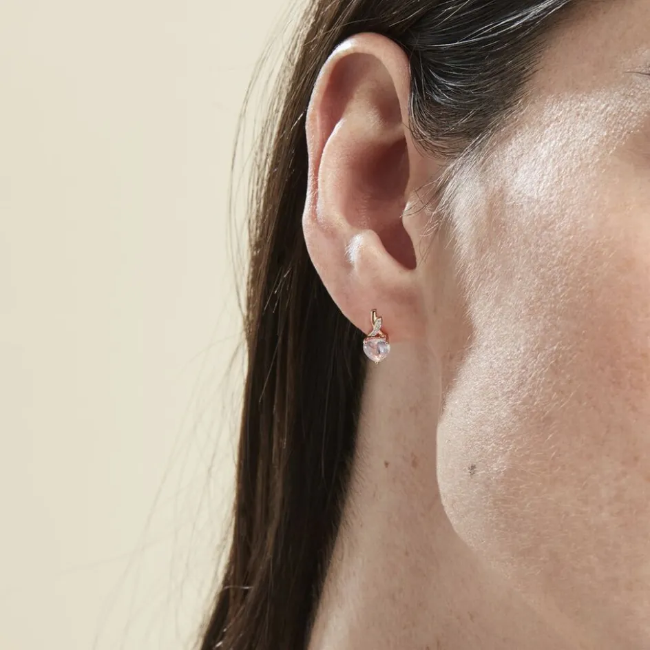 Discount Histoire d'Or Boucles D'oreilles Puces Or Rose Clothilde Quartz or rose quartz rose
