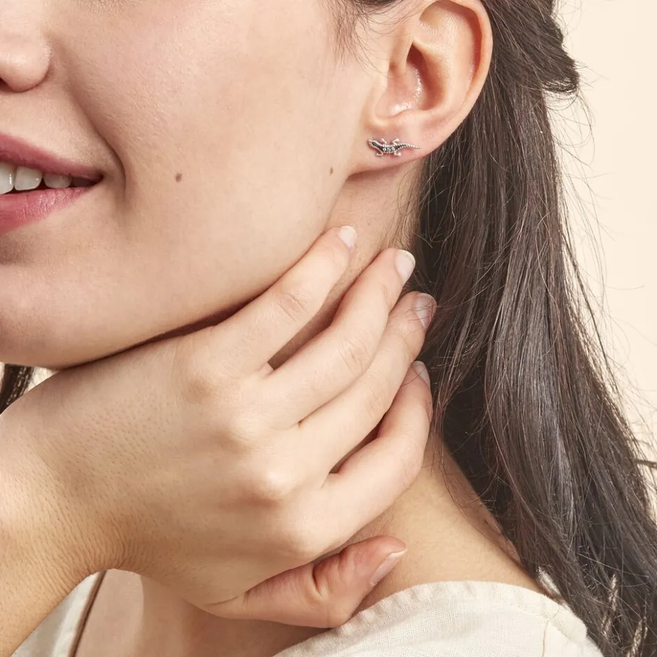 Hot Histoire d'Or Boucles D'oreilles Puces Oya Argent Blanc Oxyde De Zirconium