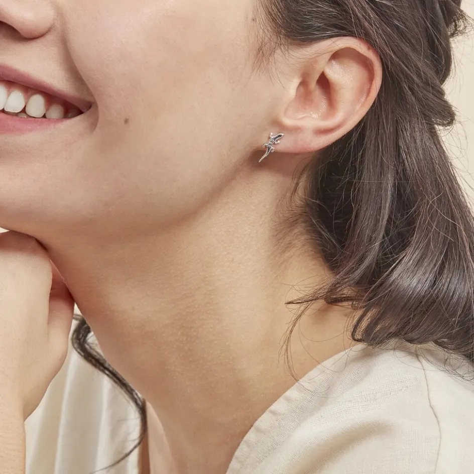 Hot Histoire d'Or Boucles D'oreilles Puces Oya Argent Blanc Oxyde De Zirconium