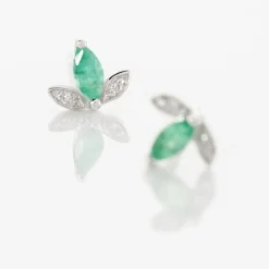 Sale Histoire d'Or Boucles D'oreilles Puces Or Blanc Febe Emeraude Diamant