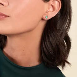 Outlet Histoire d'Or Boucles D'oreilles Puces Ovale or blanc emeraude