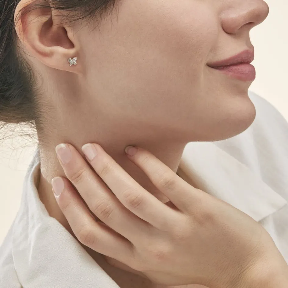 New Histoire d'Or Boucles D'oreilles Puces Or Jaune Cercis Strass