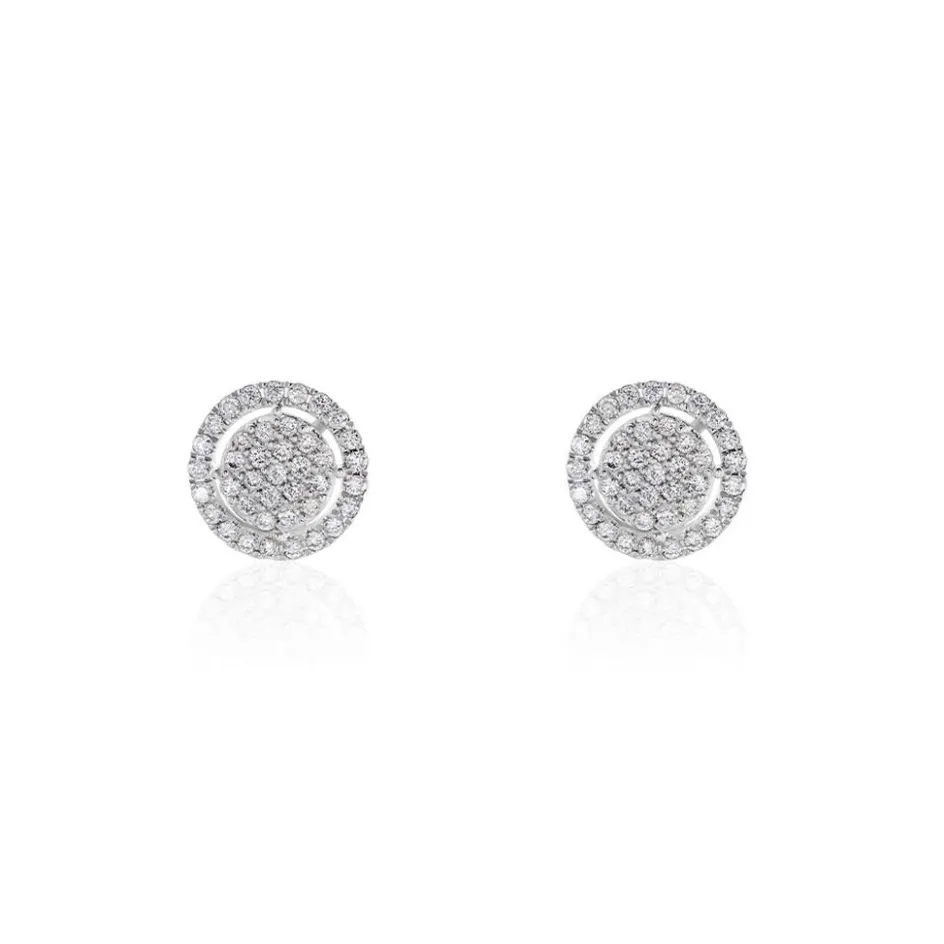 Online Histoire d'Or Boucles D'oreilles Puces Or Blanc Nawra Diamants Synthétiques